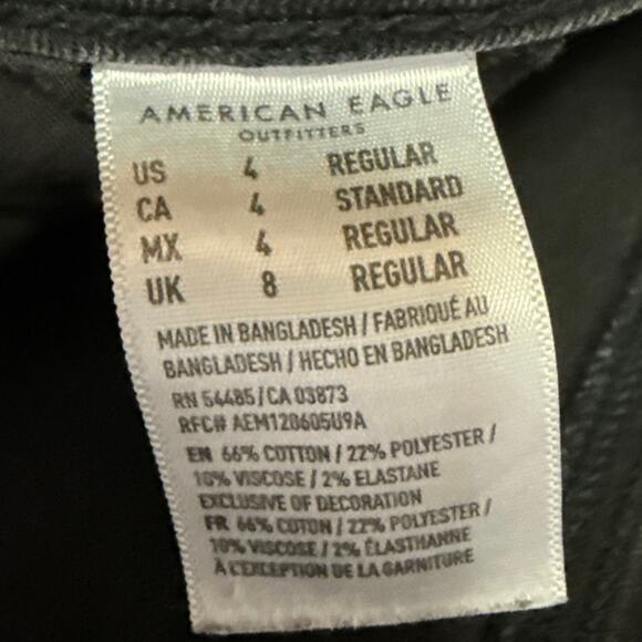 American Eagle Next Level Stretch Black Distressed Skinny Denim Jeans Size 4 - Picture 5 of 5